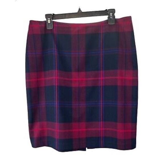 TOMMY HILFIGER WOMENS Pencil Plaid Skirt BLUE / RED Preppy Clueless Sz 4 NWT $65 - Picture 1 of 10